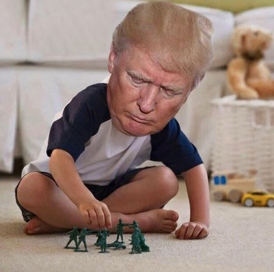 Trump playing with toys